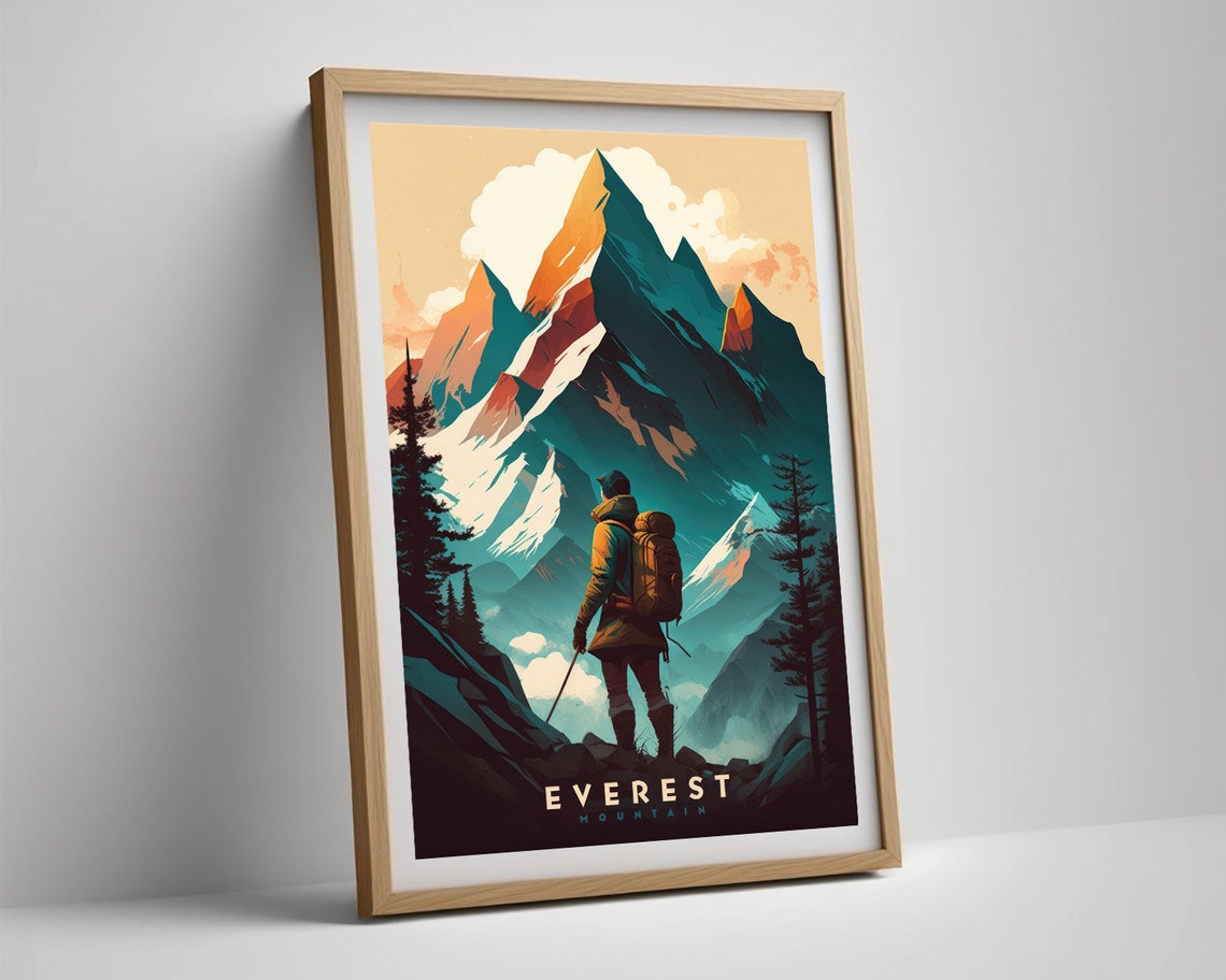 Mount Everest Travel Poster Everest Wall Art Print Mt Everest Painting Himalayas Travel Art Poster Mt Everest Painting Home Decor - Image 5