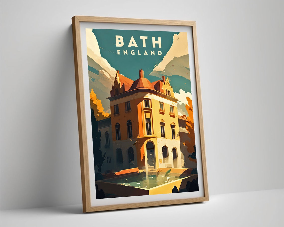 Bath England Georgian Bathhouse Vintage Travel Poster Thermal Pool - Image 5
