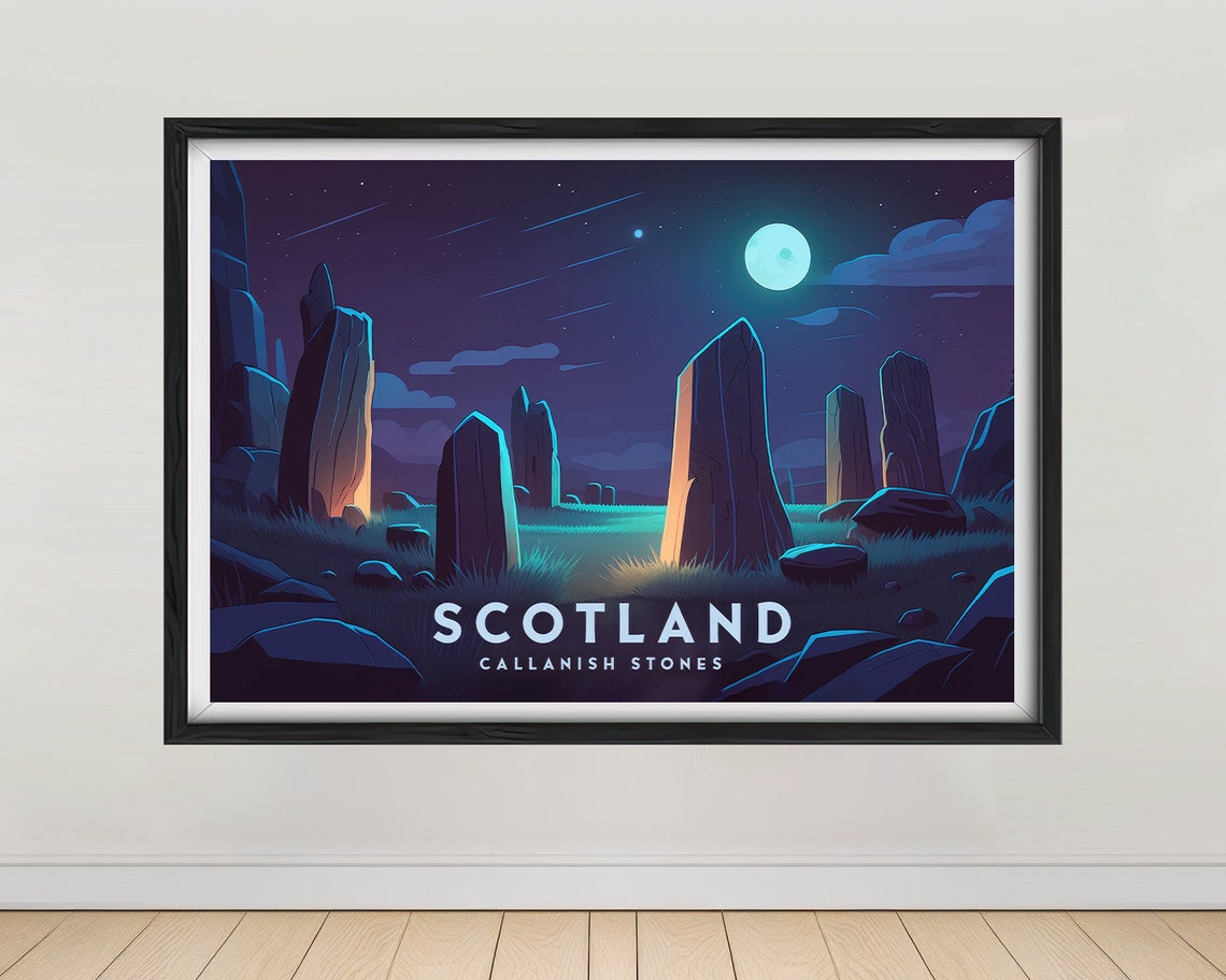 Scotland Callanish Stones Moonlit Night Standing Stones Poster