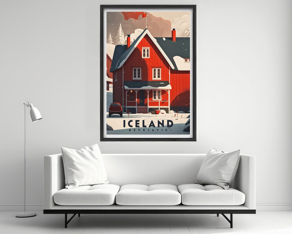 Iceland Reykjavik Travel Poster Iceland Reykjavik Wall Art Print Iceland Reykjavik Painting Illustration Iceland Watercolor Decor - Image 2