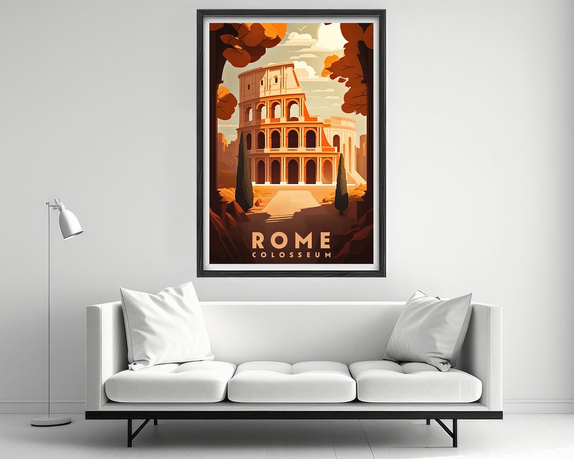 Rome Colosseum Vintage Travel Poster Ancient Landmark Sunset Art - Image 2
