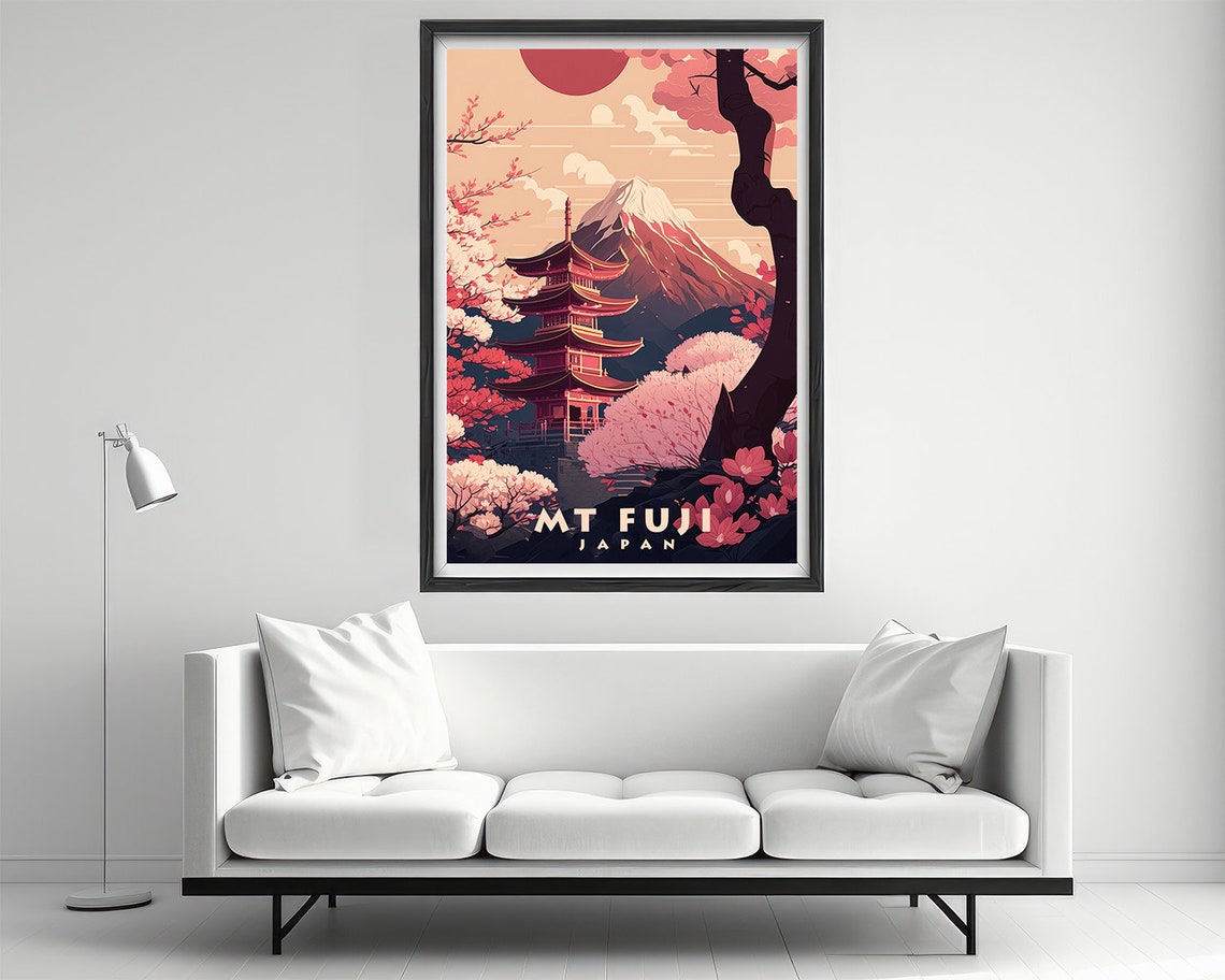Mount Fuji Japan Travel Poster Japan Wall Art Print Mt Fuji Japan Painting Mt Fuji Japan Illustration Japan Watercolor Home Decor - Image 2