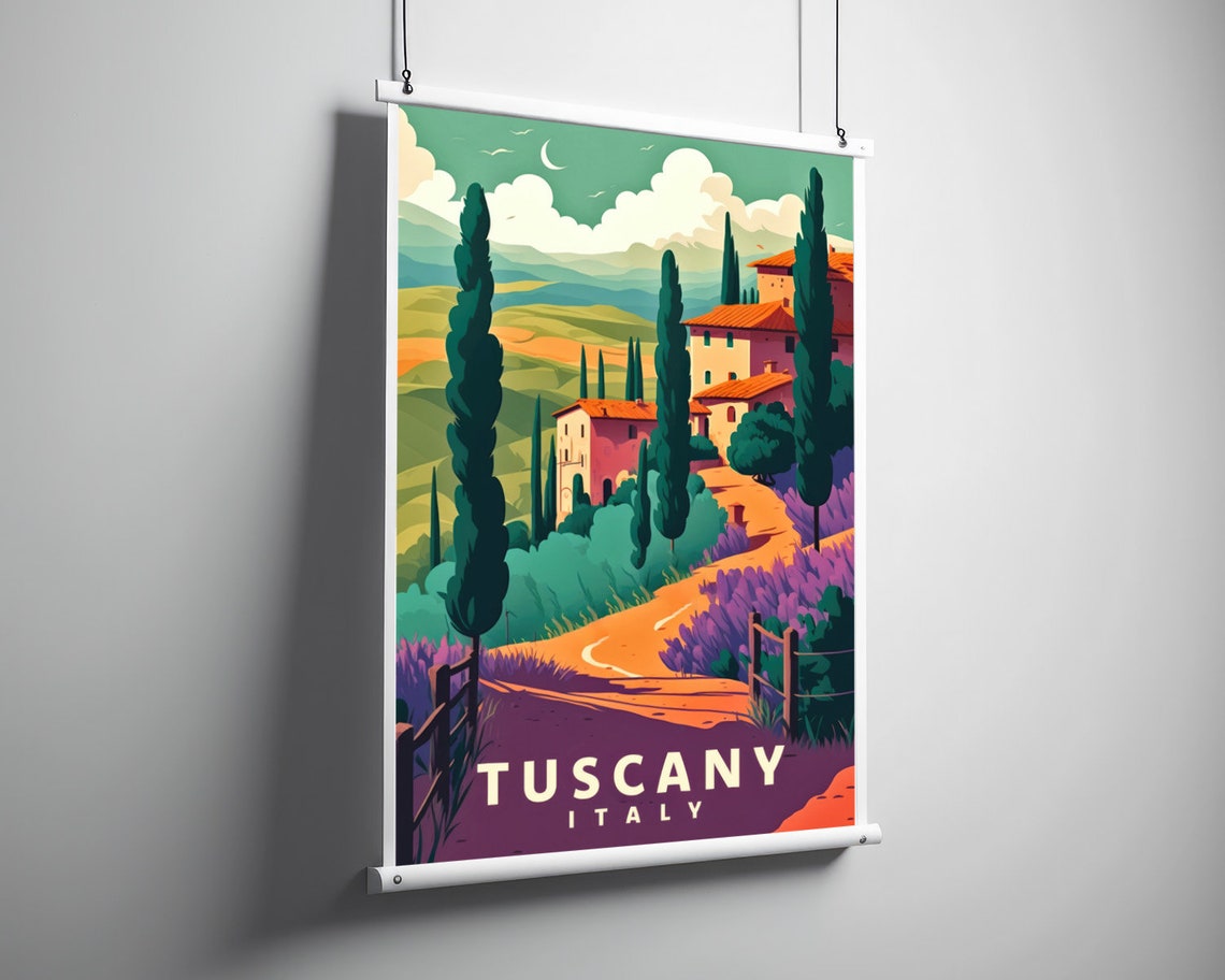 Italy Tuscany Travel Poster Italy Tuscany Wall Art Print Tuscany Italy Painting Tuscany Illustration Tuscany Watercolor Home Decor - Image 3