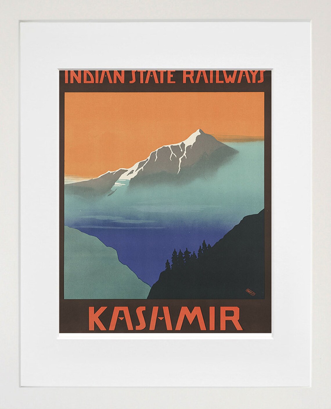 Kashmir Indian State Railways Snow Peak Vintage Travel Poster - Image 2