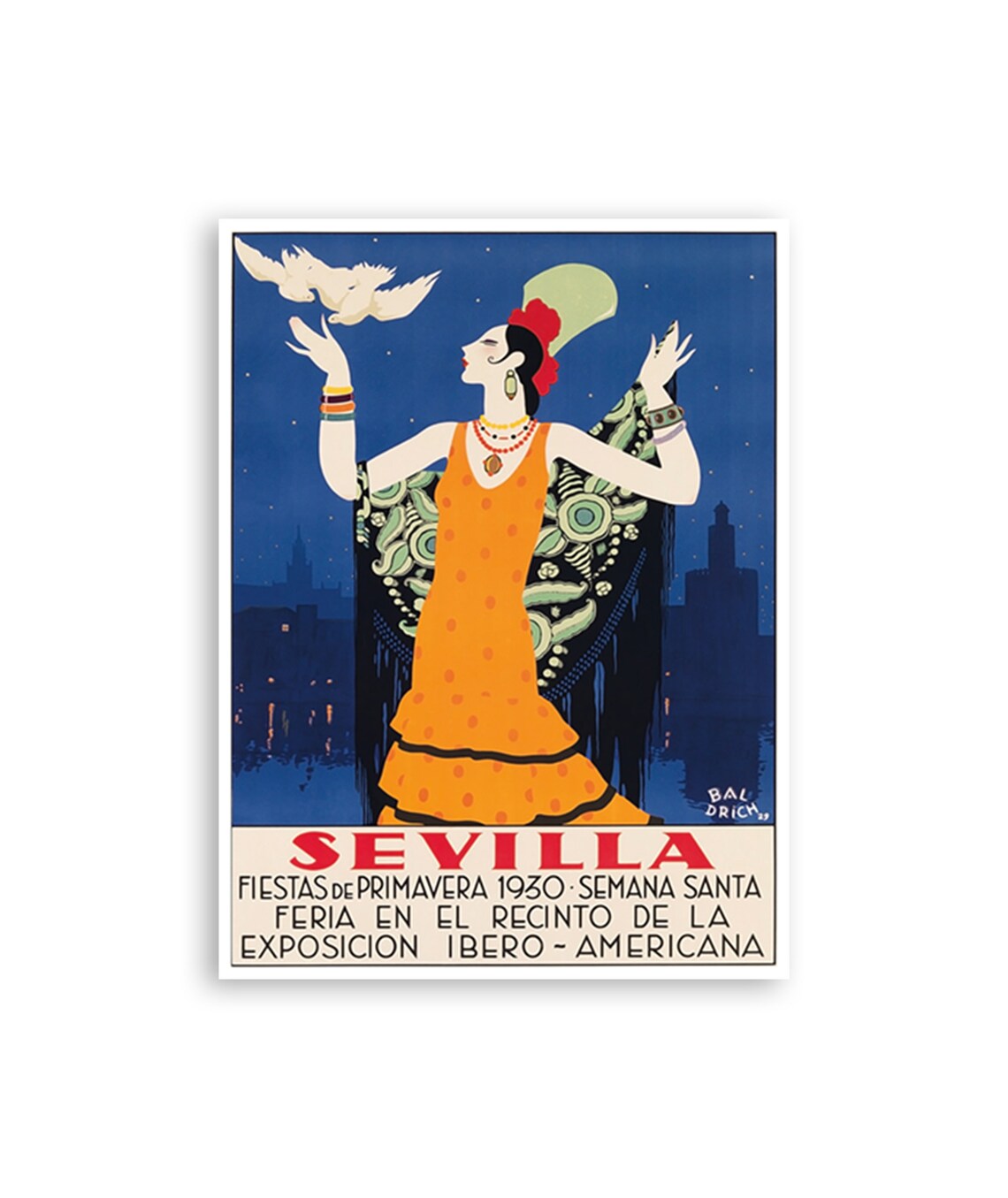 Seville Retro Travel Poster, Spain Wall Art