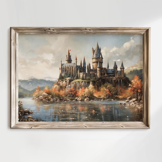 Wizard Castle Oil Painting, Magical School Art Print