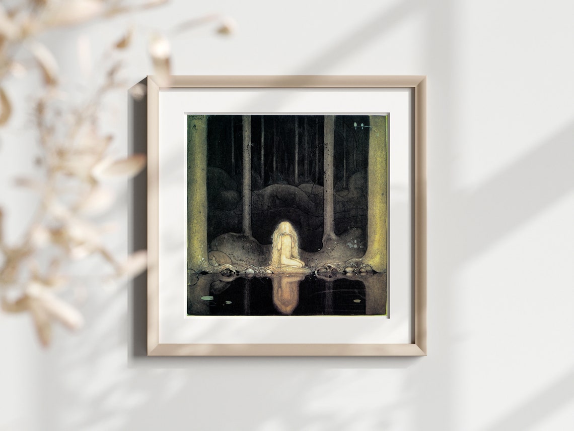 John Bauer Tuvstarr Princess By The Night Lake Fairytale Poster