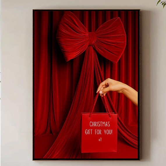 Christmas Gift For You Plus One Red Velvet Bow Holiday Reveal Poster