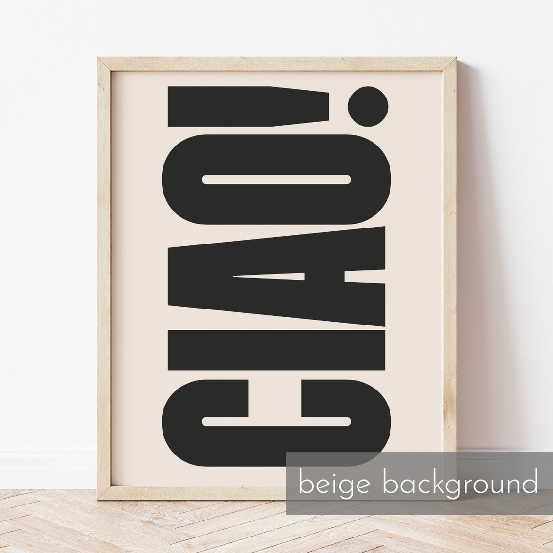 Ciao Italian Greeting Bold Black Oversized Retro Typography Poster - Image 2