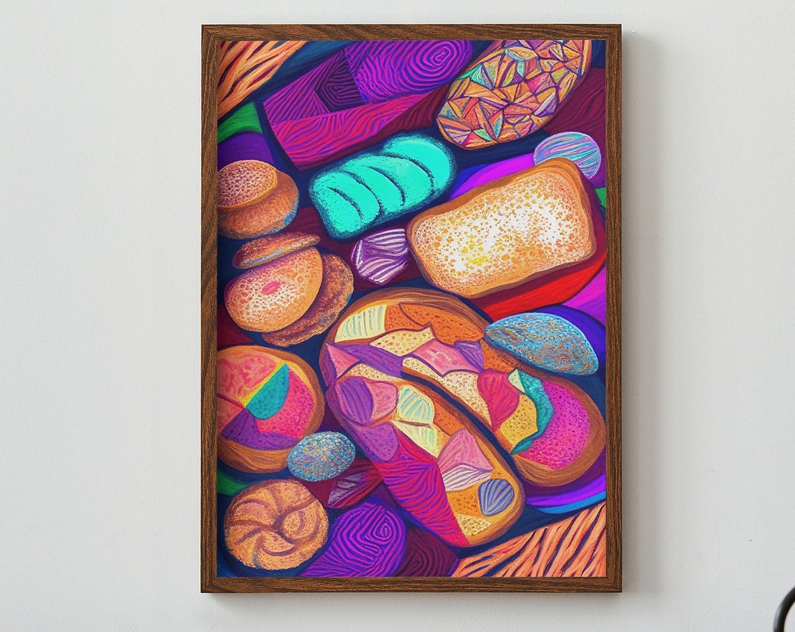 Funky Colorful Bread And Bakery Pop Art Kitchen Decor Poster