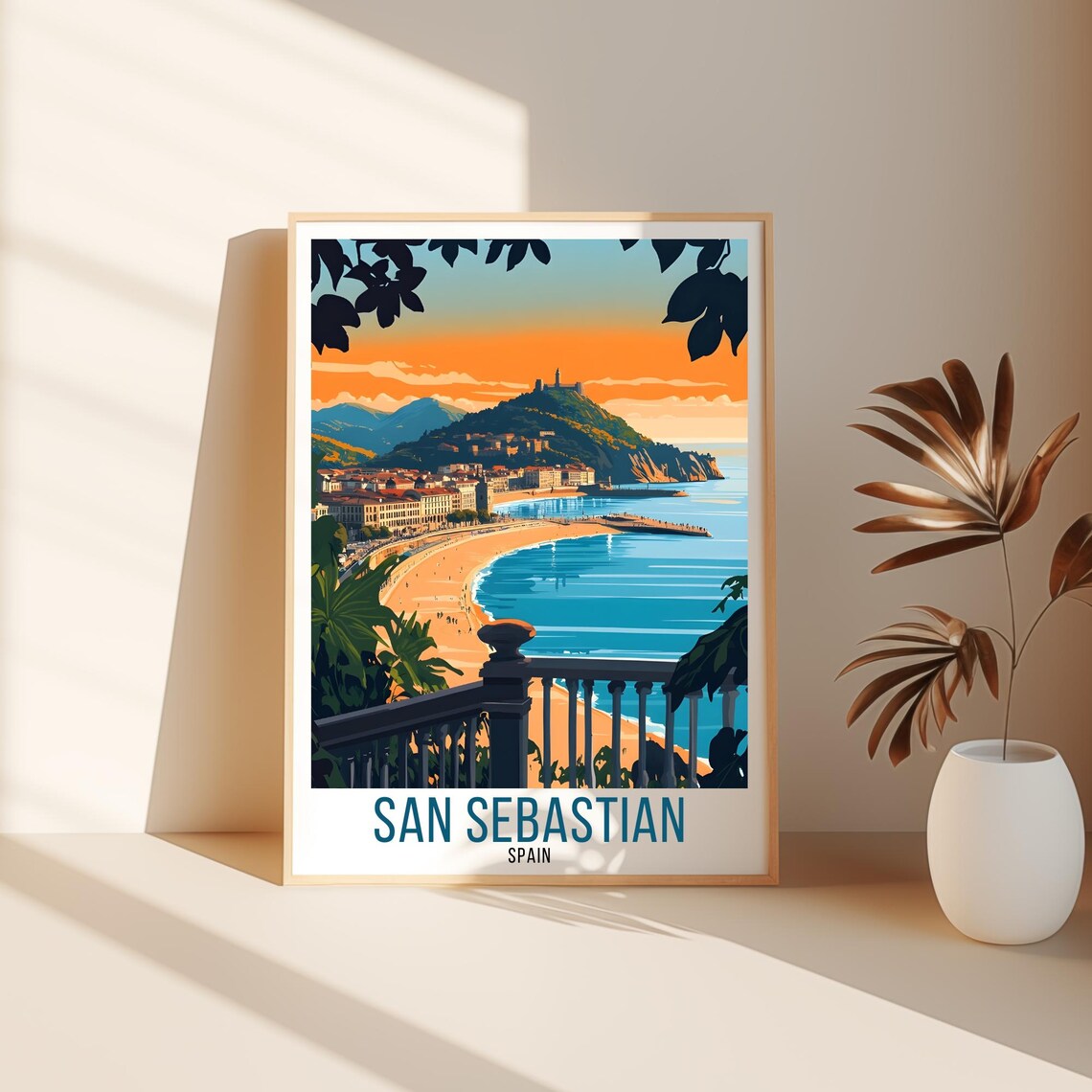 San Sebastian Spain Travel Poster, Europe Art Print