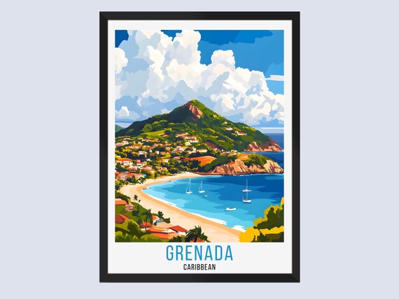 Grenada Travel Print Caribbean Poster Wall Art Home Decor