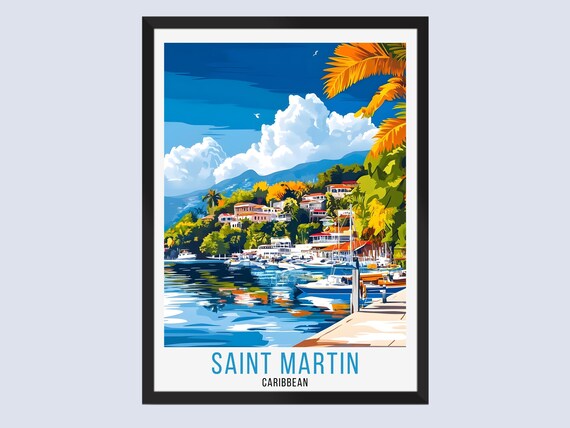 Saint Maarten Travel Print Caribbean Poster Wall Art Home Decor