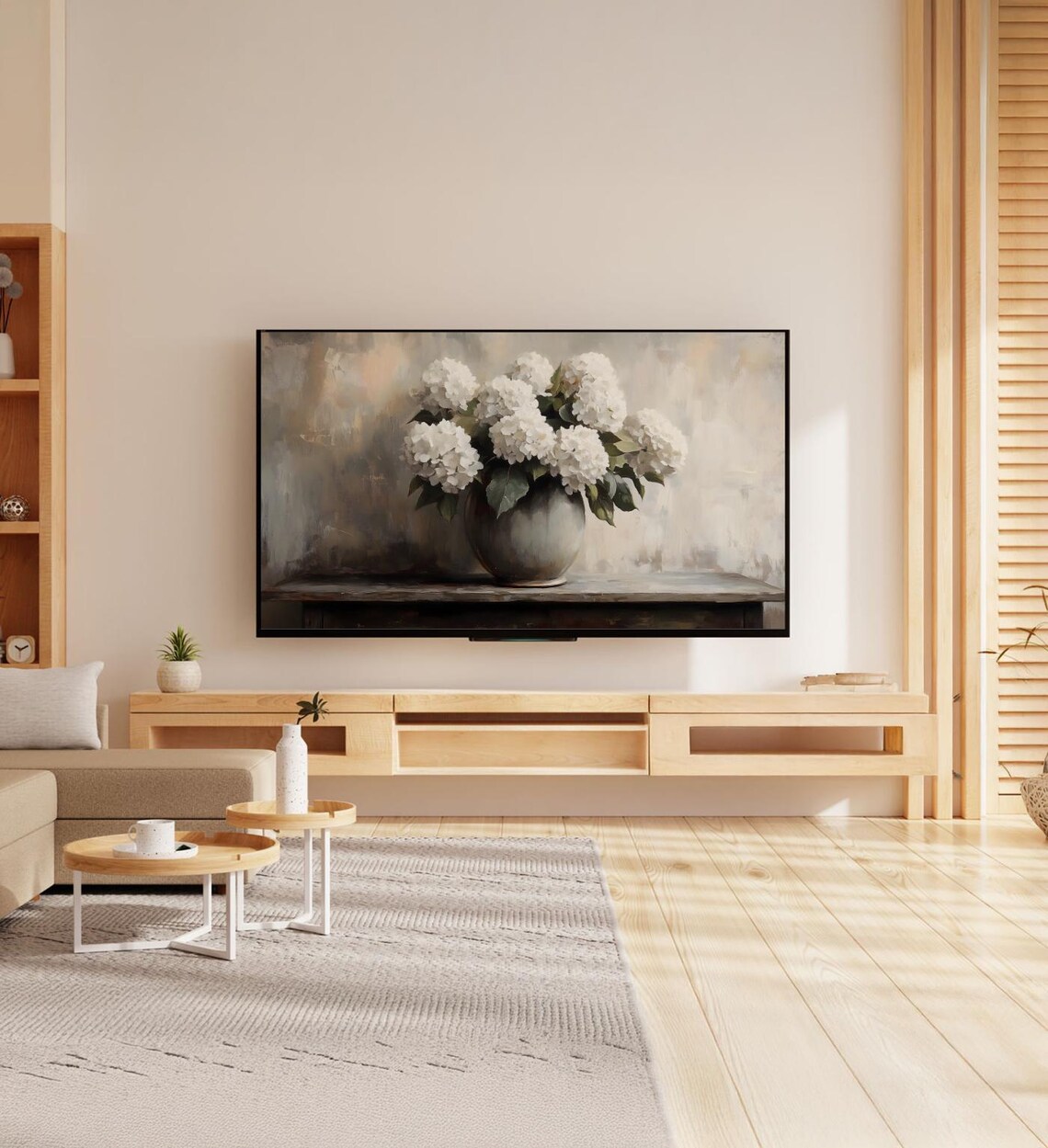 Muted Hydrangea Art, Vintage Vase Painting - Image 7