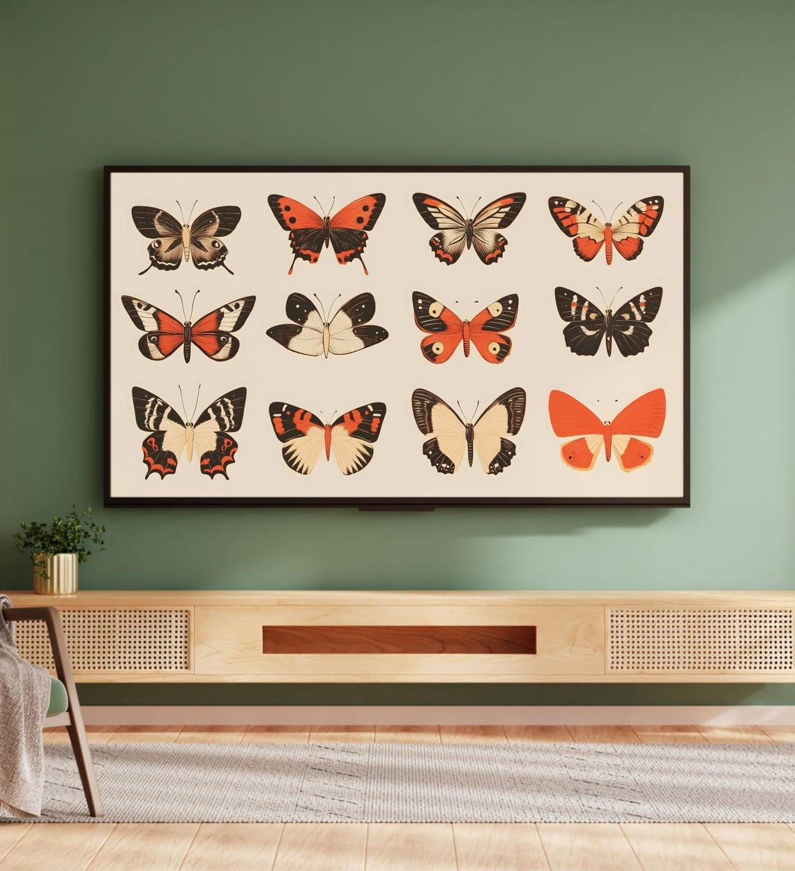 Vintage Butterfly Specimen Chart Orange Black Entomology Wall Art - Image 5