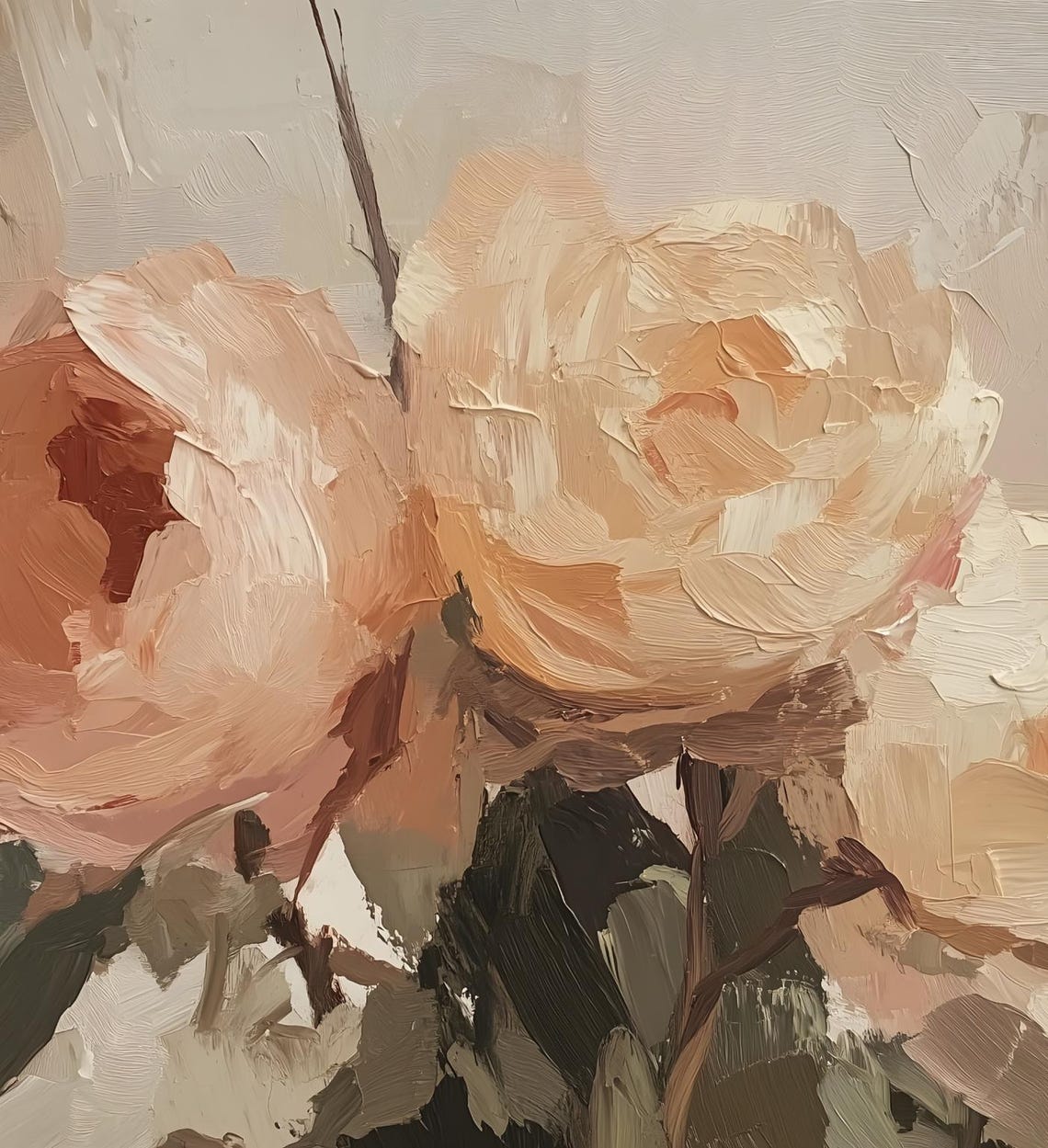 Blush Pink Peonies Abstract Textured Floral Oil Painting Art Poster - Image 6