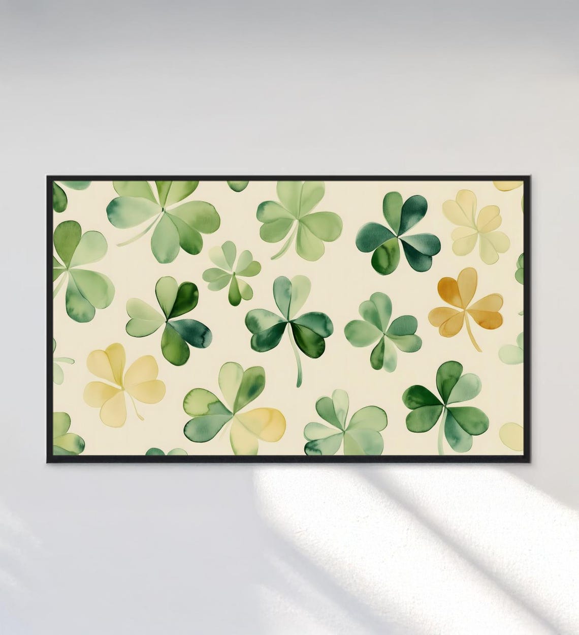 Watercolor Shamrock Pattern St Patricks Day Green Clover Art Poster - Image 3