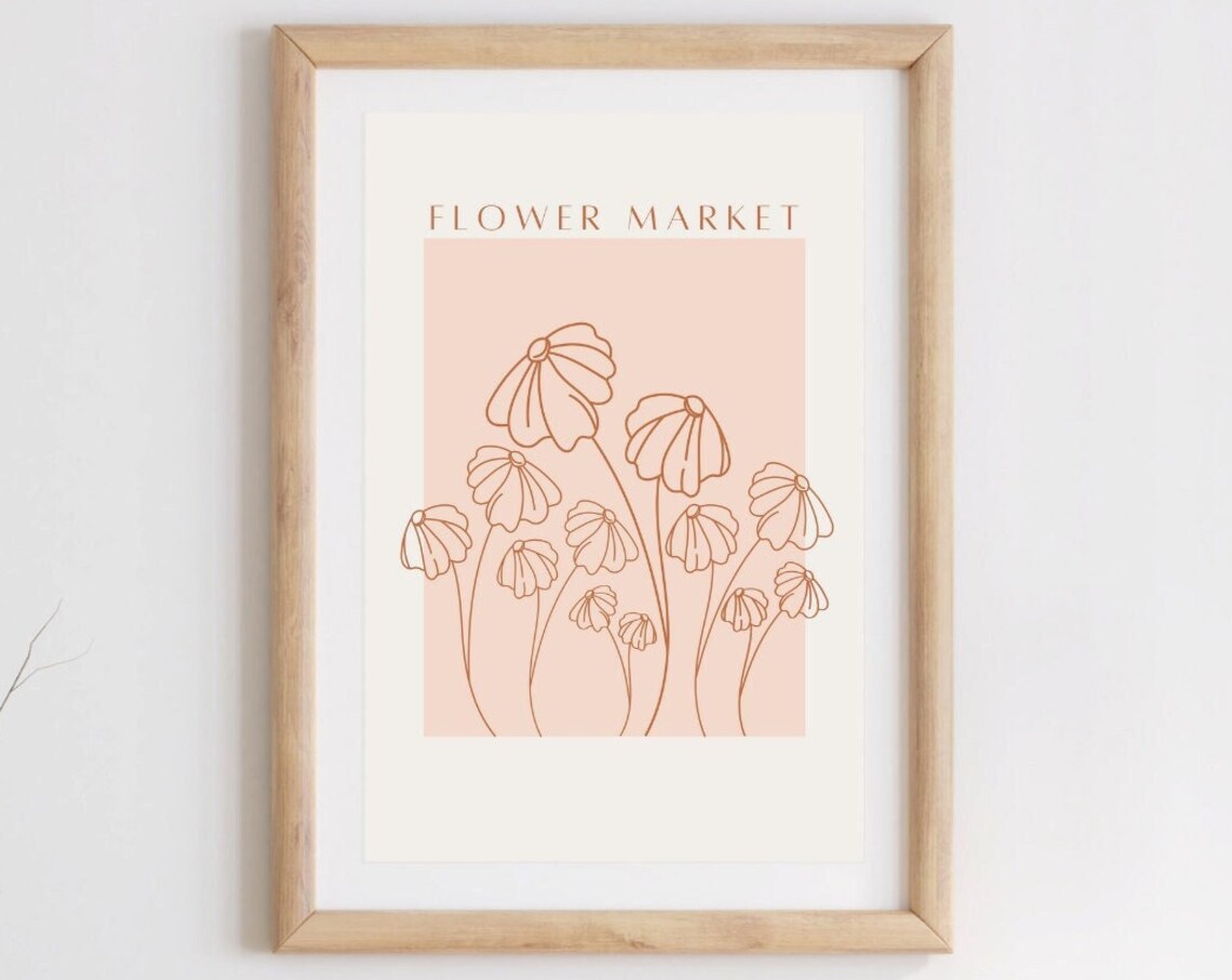 Peachy Pink Flower Market Art Print, Neutral Boho - Image 4