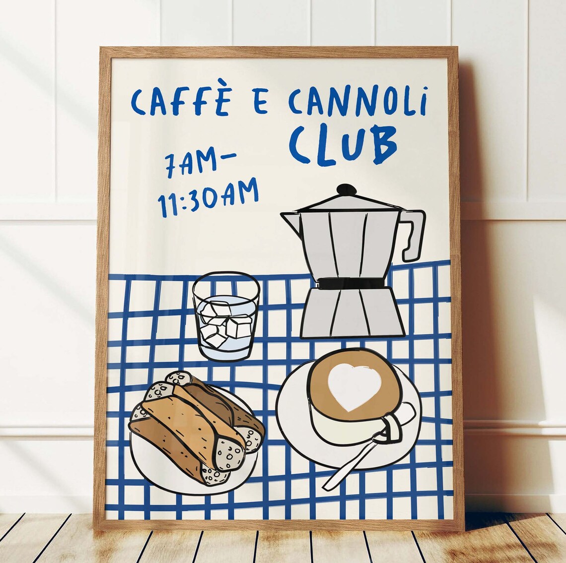 Caffe e Cannoli Club Italian Coffee Morning Ritual Kitchen Wall Art - Image 3