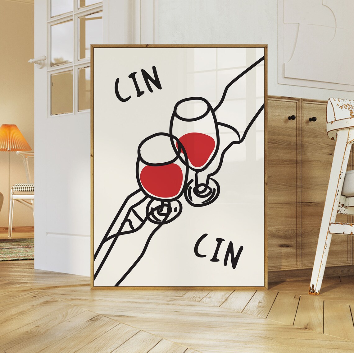 Cin Cin Wine Print, Vintage Mid-Century Bar Cart Art - Image 2