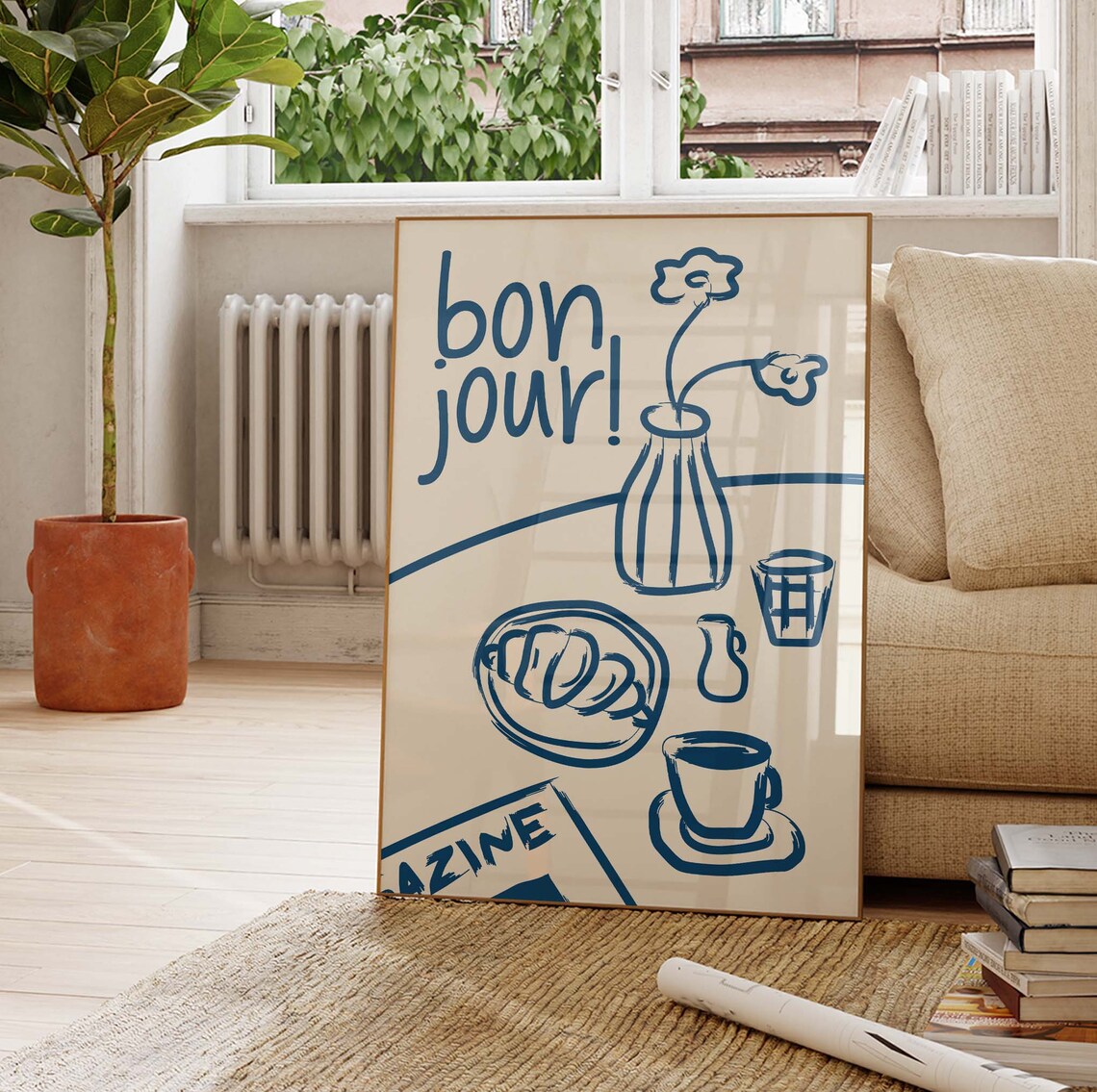 Bonjour French Breakfast Retro Food Art Print - Image 3