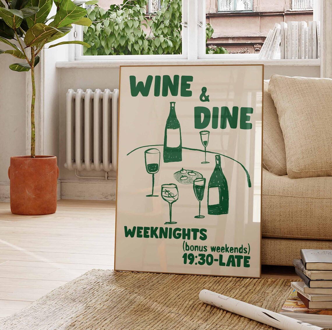 Wine Dine Club Retro Mid-Century Kitchen Art Print - Image 3