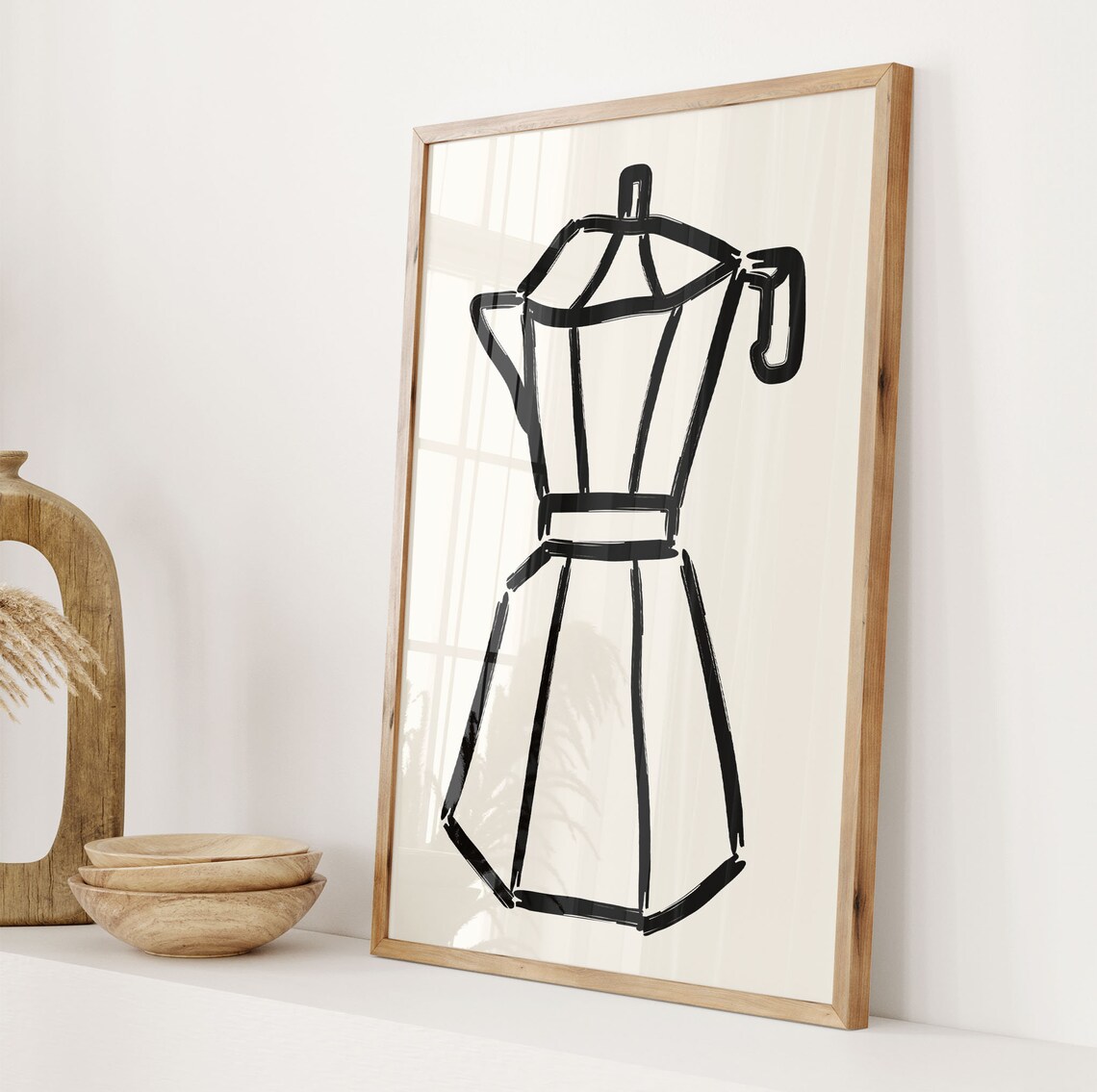 Moka Pot Italian Coffee Maker Minimalist Black Line Art Poster - Image 3