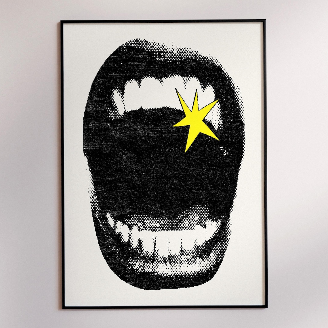 Star Pop Mouth Graphic Illustration, Retro Poster