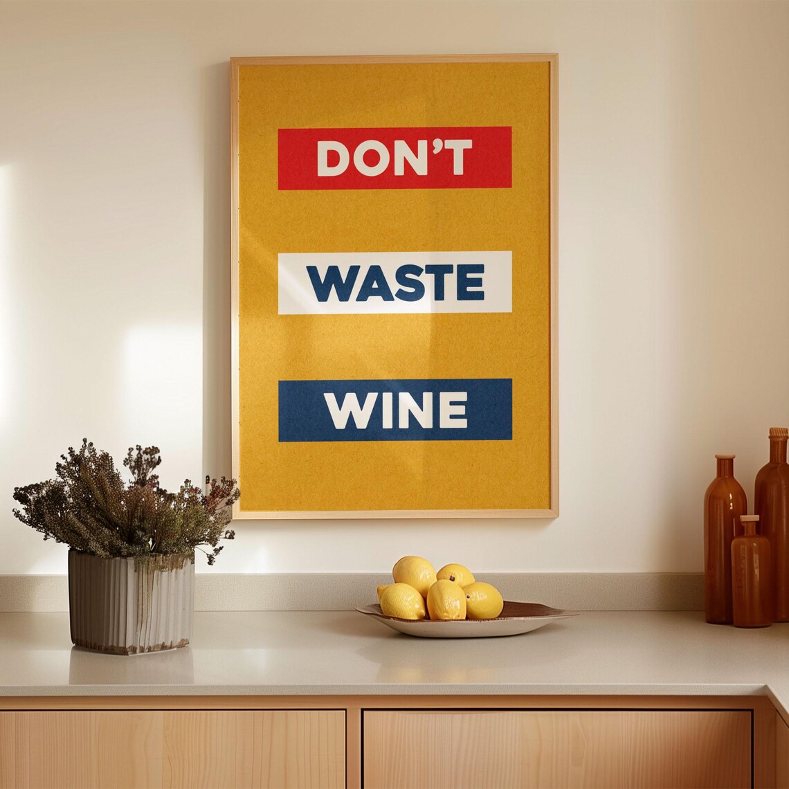 Wine Lover Retro Kitchen Bar Decor Wall Art Print