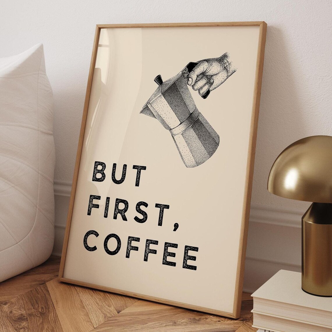 But First Coffee Moka Pot Vintage Kitchen Funny Quote Wall Poster - Image 3