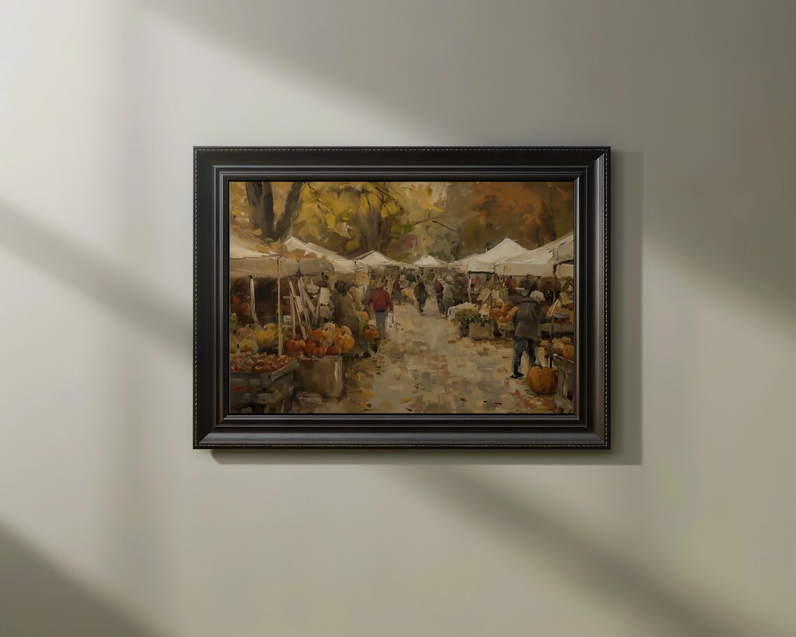 Fall Farmers Market Painting, Autumn Wall Art - Image 2