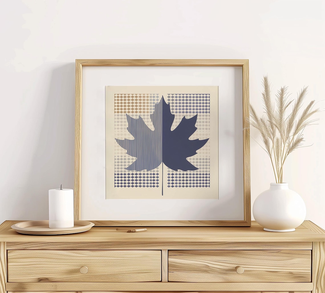 Blue Maple Leaf, Mid Century Modern Geometric - Image 3