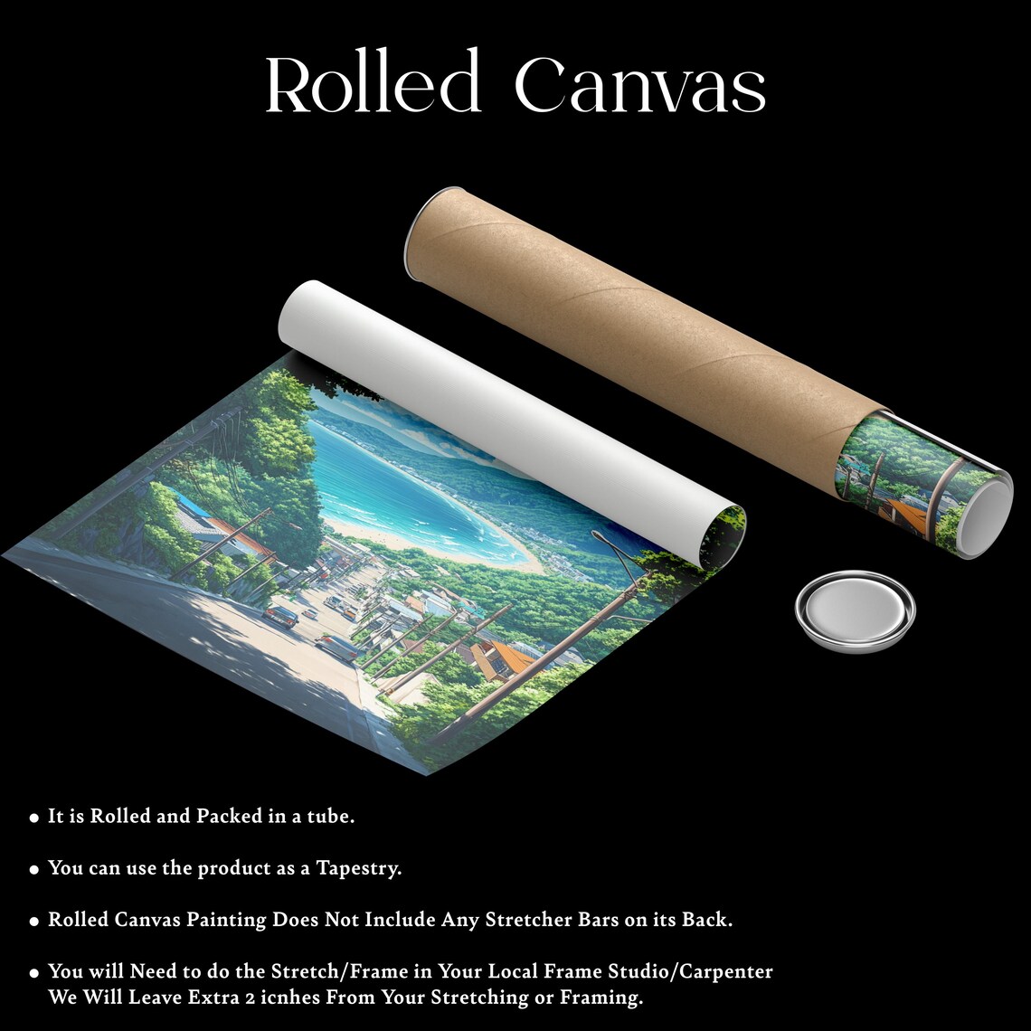 Anime Coastal Town Street Leading to Ocean Japanese Scene Poster - Image 2