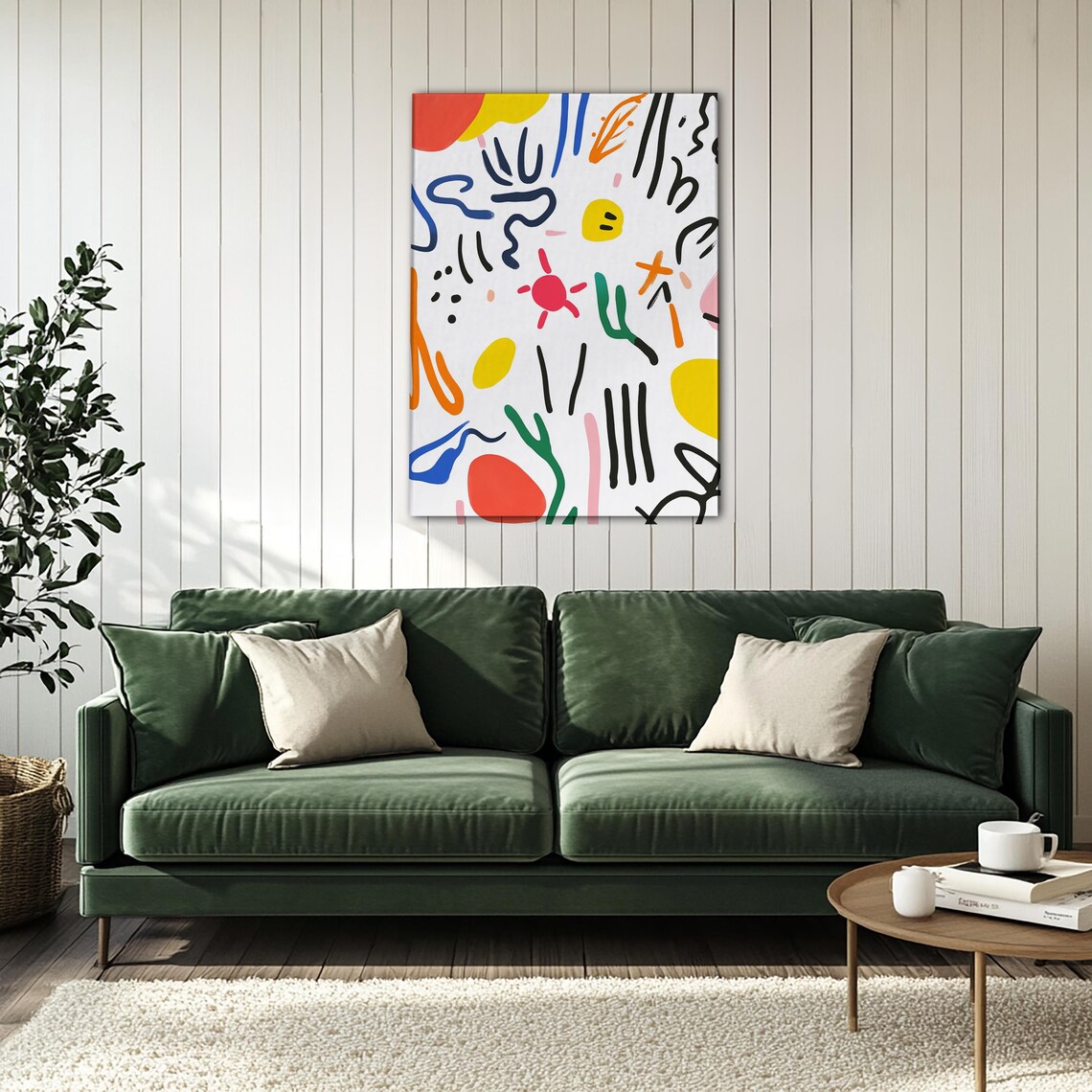 Playful Colorful Doodle Shapes Abstract Modern Home Decor Wall Art - Image 3