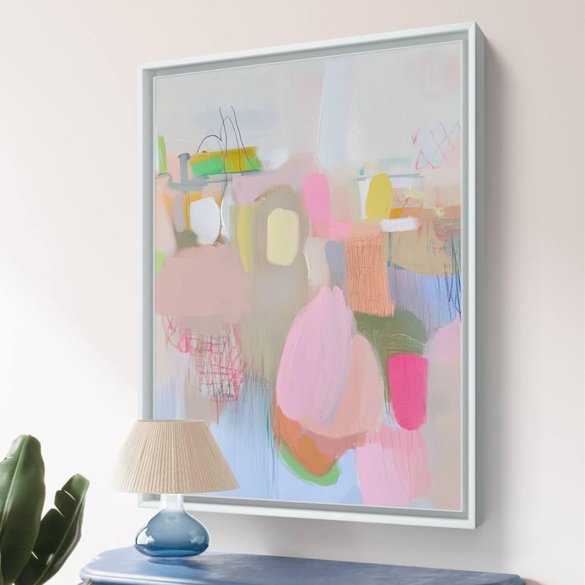 Colorful Abstract Art Print, Neutral Modern Decor