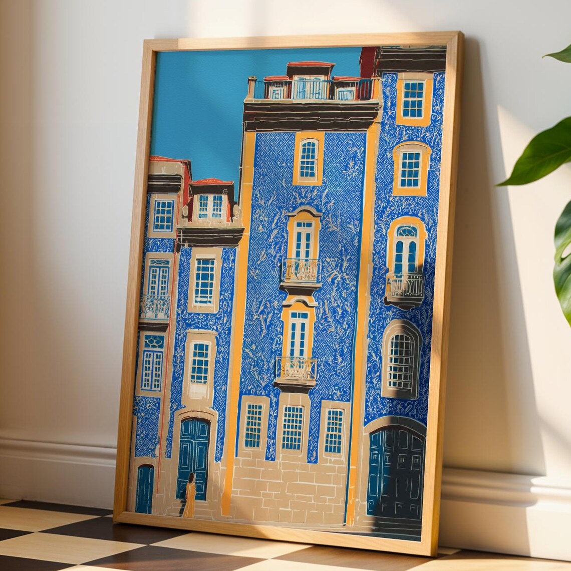 Lisbon Portugal Blue Azulejo Tile Facade Architecture Poster