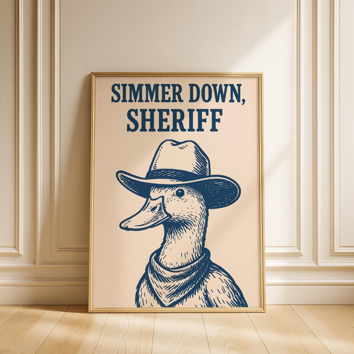 Funny Duck In Cowboy Hat Rustic Farmhouse Wall Art Western Decor Quirky
