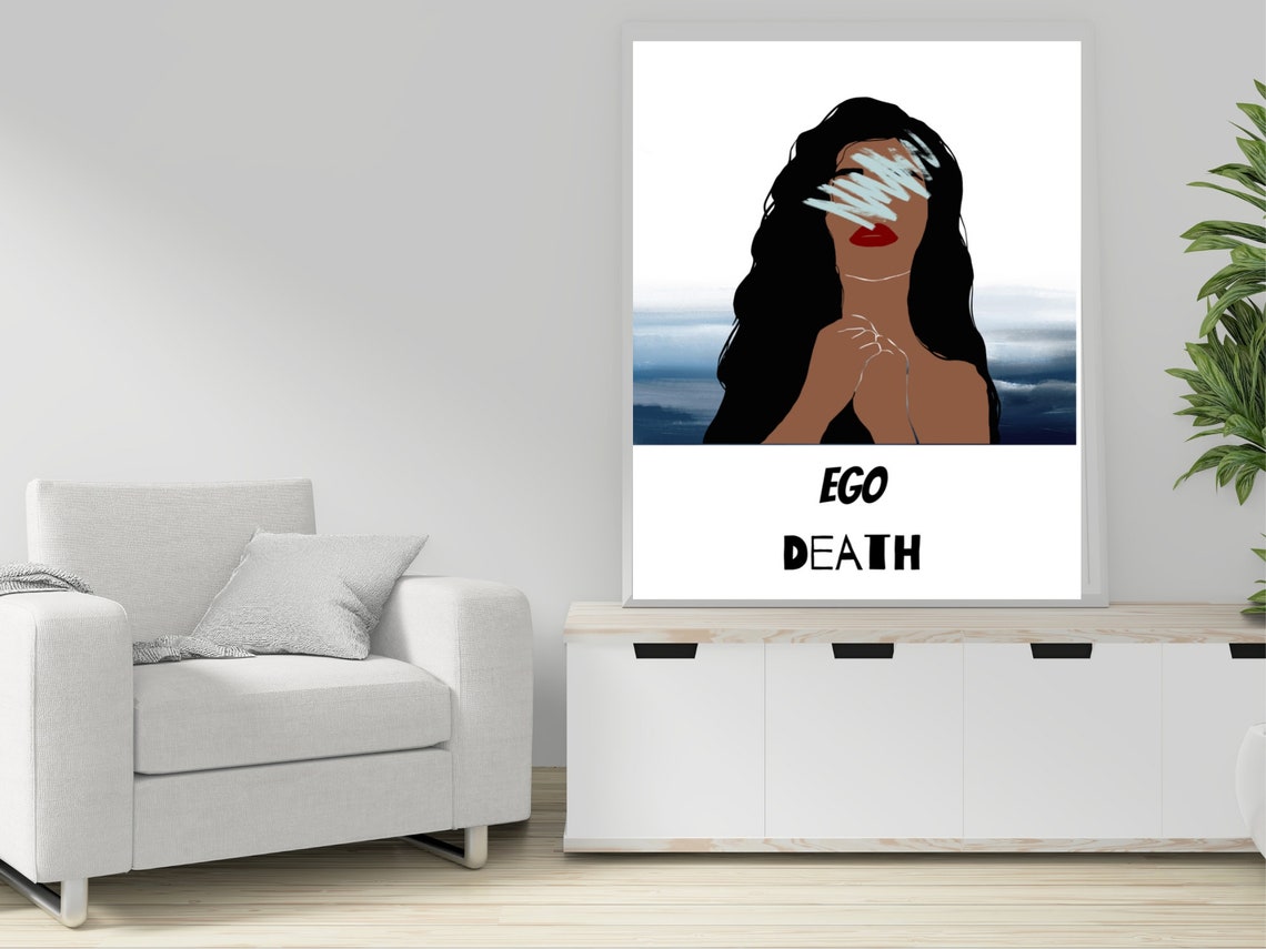 Ego Death Print Instant Download Female Illustration Phrase Print Woman Illustration Boho Art Wall Art - Image 4