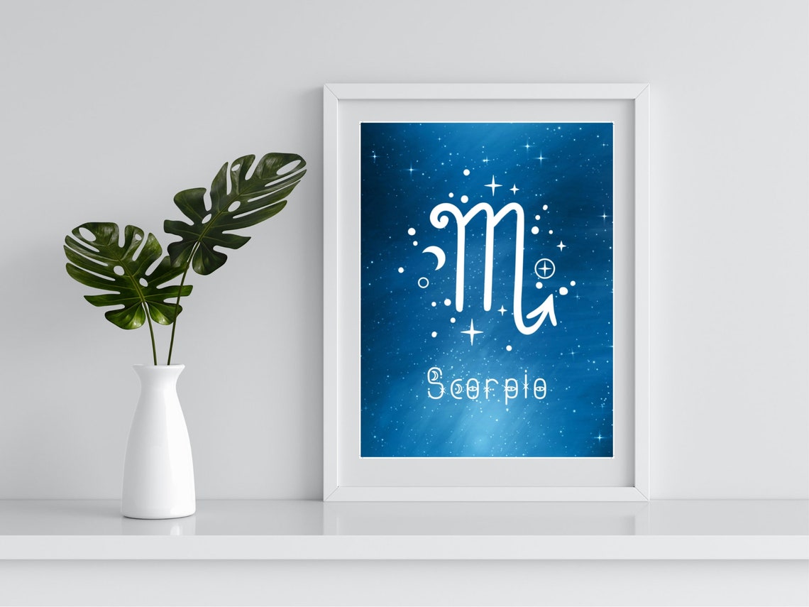 Scorpio Zodiac Symbol Blue Starry Night Sky Astrology Art Print - Image 4