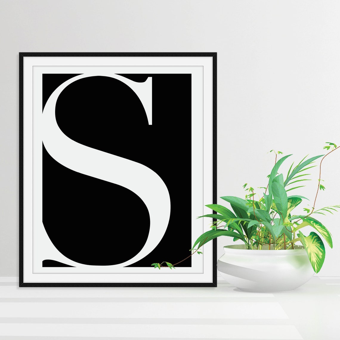 Letter S Boho Monogram Minimalist Initial Digital Print Download Art - Image 4