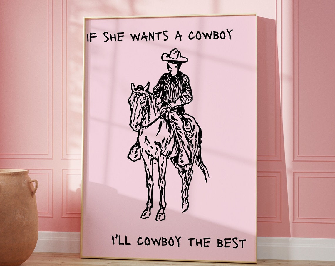 Country Lyrics Wall Art Cowboy Lyrics Art Coastal Cowgirl Poster Zach Fan Merch Pink Western Wall Art Vintage Cowboy - Image 2