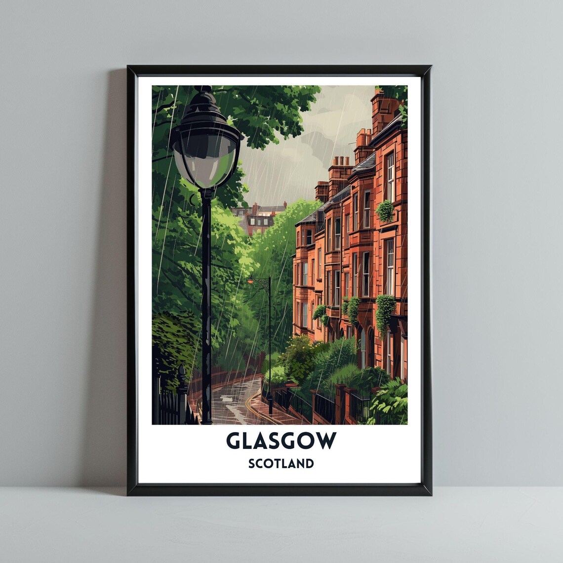 Glasgow Street Tenements Travel Poster, Scottish City