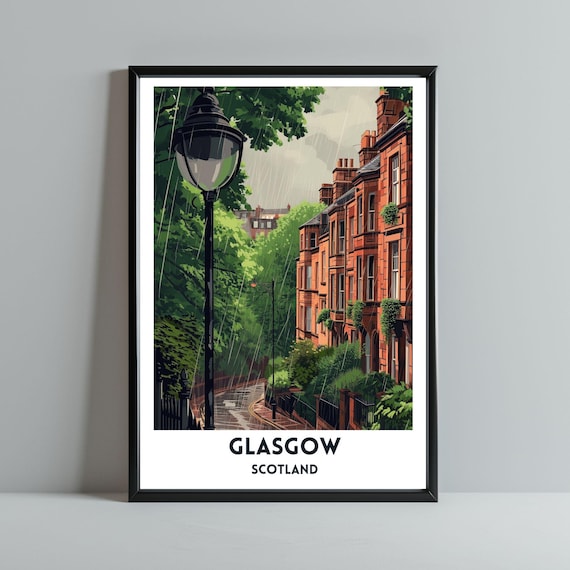 Glasgow Street Tenements Travel Poster, Scottish City