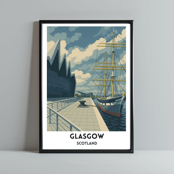 Riverside Museum Tall Ship Glasgow Poster Art Print Scottish City Travel Scotland Cityscape Unframed Wall