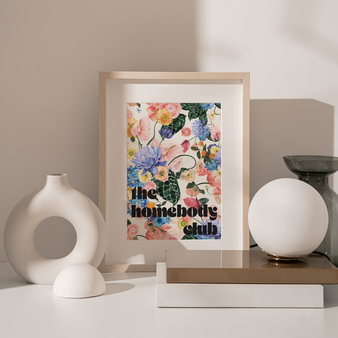 Retro Floral Homebody Club Quote Art Print - Image 2