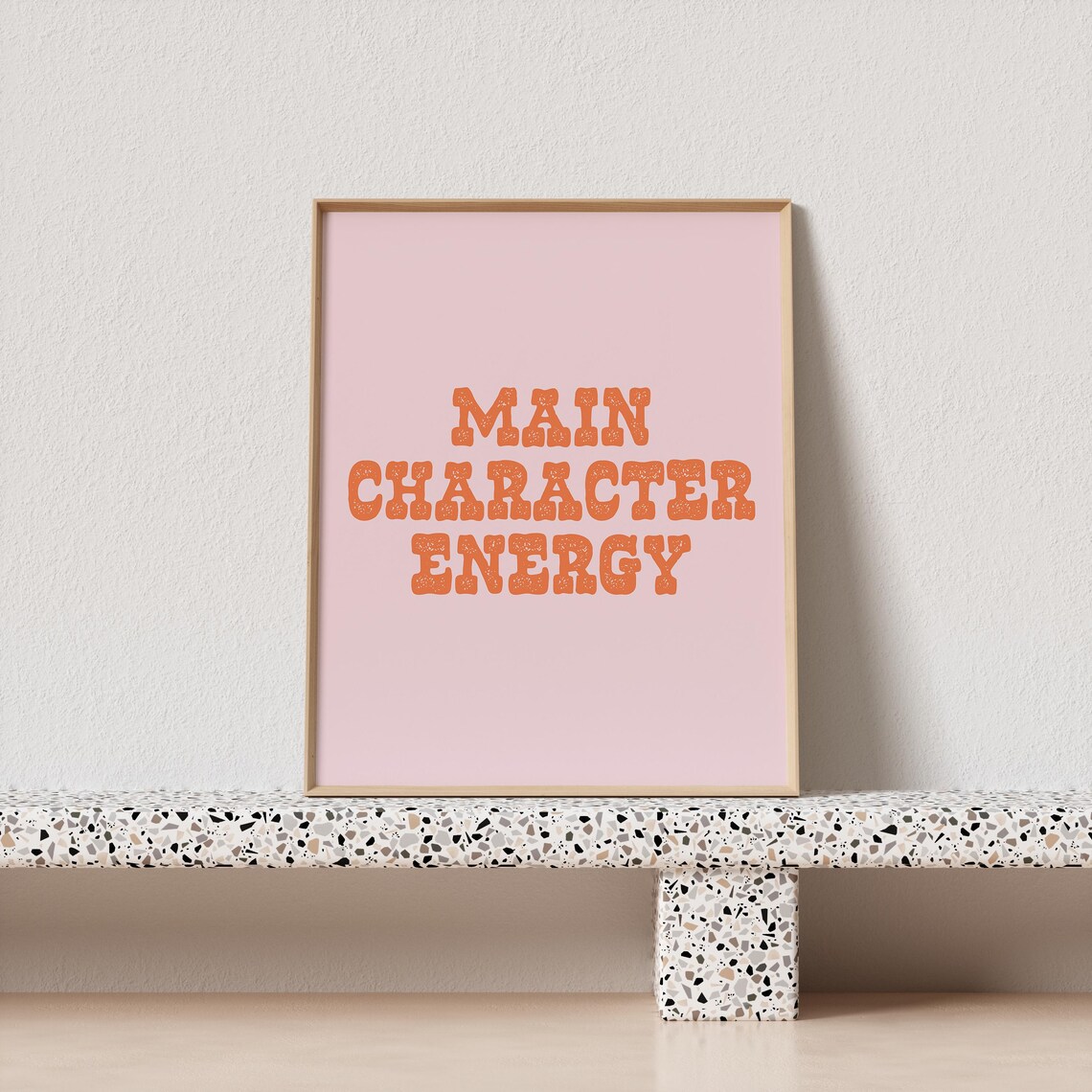 Main Character Energy Orange Typography Poster Pink Retro Lettering Art - Image 4