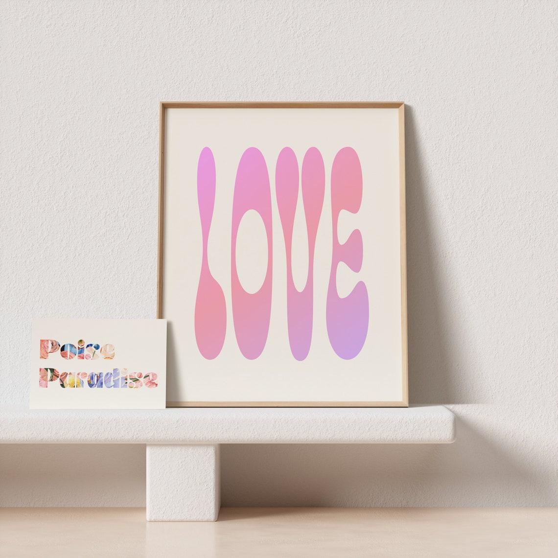Love Gradient Groovy Tall Typography Pink Purple Word Art Poster - Image 4