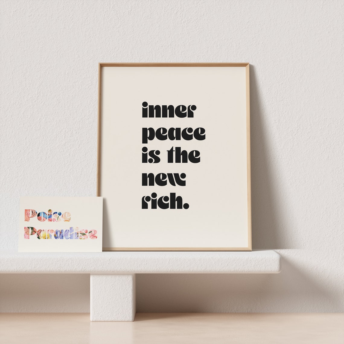 Inner Peace Is The New Rich Bold Retro Black Type Quote Art Print - Image 4