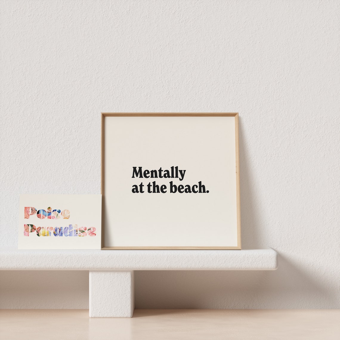 Mentally At The Beach Daydream Quote Square Minimalist Poster - Image 2