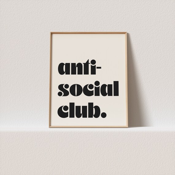 Retro Art Print Antisocial Club Stunning 70s Typography A Must Have For Your Gallery Wall A Click Away To Be Yours Forever